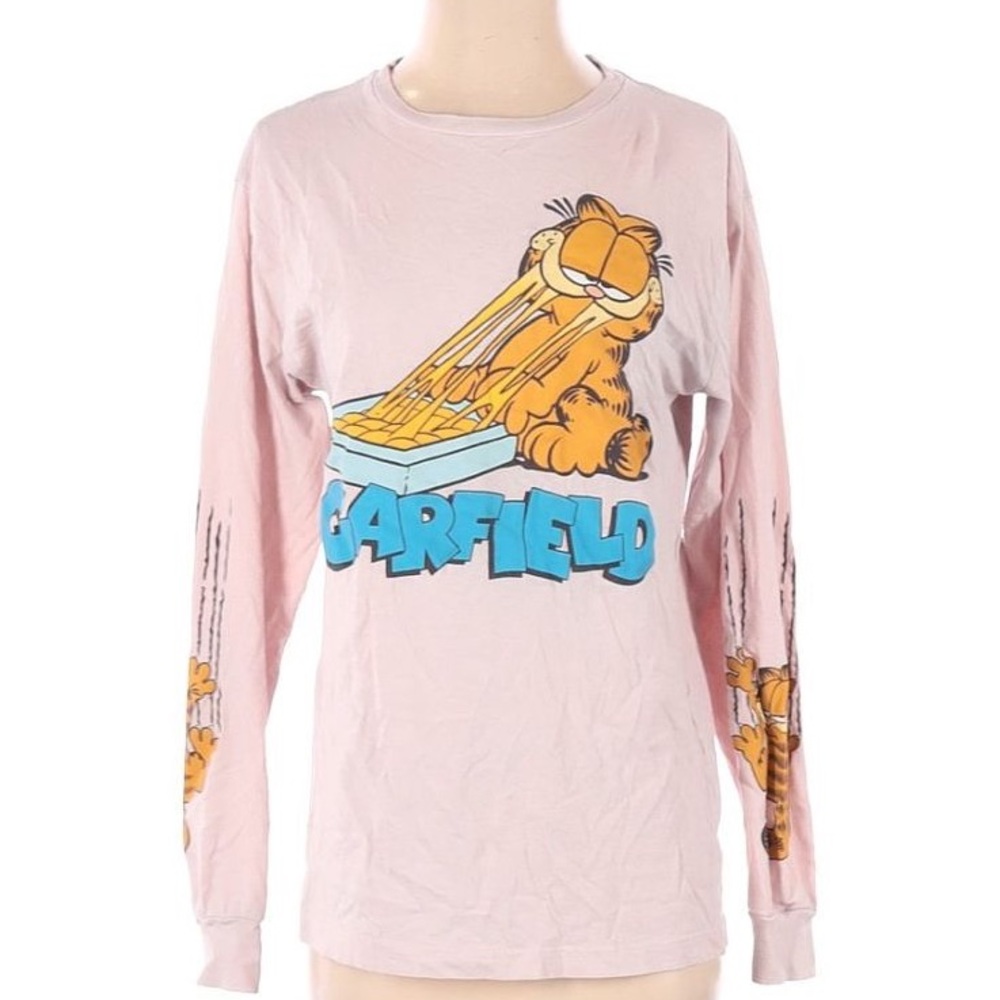 Garfield Pink Long Sleeve T-Shirt Medium Cotton Officially Licensed Unisex
